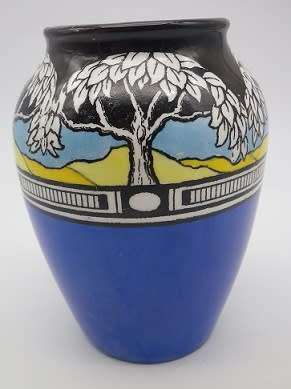 Stunning ART DECO VASE.1930s Burleigh ware, Burgess & Leigh, Burslem England. 77/3961 Hand painted.