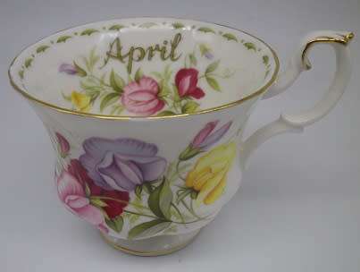 FOR RICKLEE ONLY PLEAS!! ROYAL ALBERT FLOWER OF THE MONTH SERIES. APRIL "SWEET PEA'