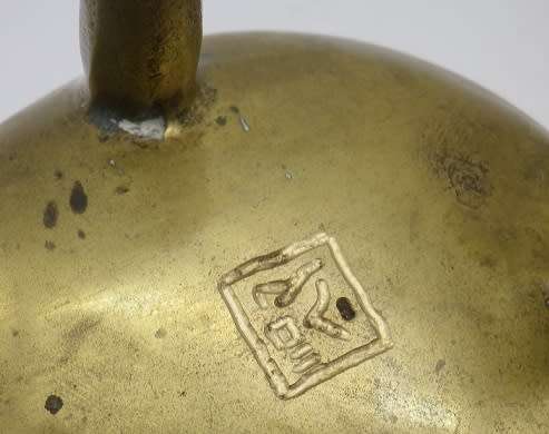Vintage Chinese solid brass small pot on three legs with dragon motif & elephant handles