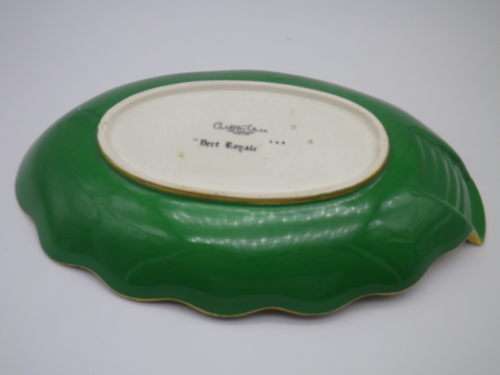 Art Deco Carltonware Vert Royale gilded bowl Spider, Butterfly and flowers. 26 x 16cm