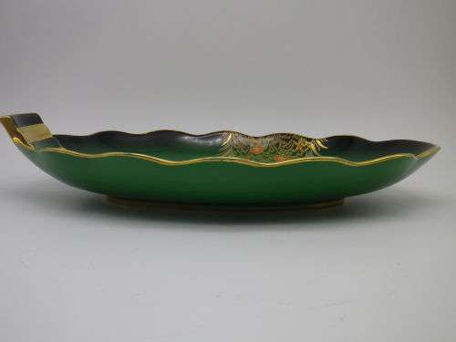 Art Deco Carltonware Vert Royale gilded bowl Spider, Butterfly and flowers. 26 x 16cm