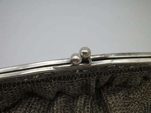 Hallmarked Silver Chain mail handbag Birmingham 1939. Maker: Williams,  15.5 x 13.5 cm