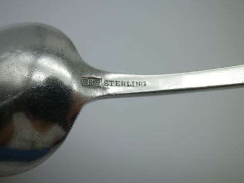 SIX ANTIQUE STERLING SILVER TEASPOONS BIRKS, CANADA  Pattern: `Fairfax` 114 grms