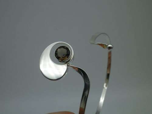 STERLING SILVER & Champagne TOPAZ BANGLE KULTASEPPA SALOVAARA TURKU FINLAND 1960s 7,1g