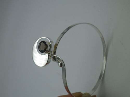 STERLING SILVER & Champagne TOPAZ BANGLE KULTASEPPA SALOVAARA TURKU FINLAND 1960s 7,1g
