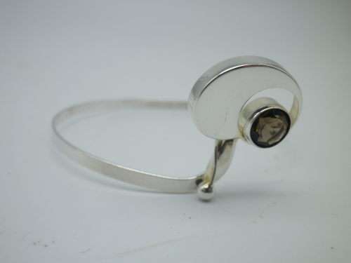 STERLING SILVER & Champagne TOPAZ BANGLE KULTASEPPA SALOVAARA TURKU FINLAND 1960s 7,1g