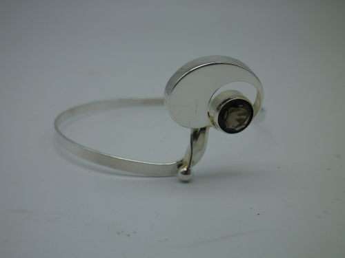 STERLING SILVER & Champagne TOPAZ BANGLE KULTASEPPA SALOVAARA TURKU FINLAND 1960s 7,1g