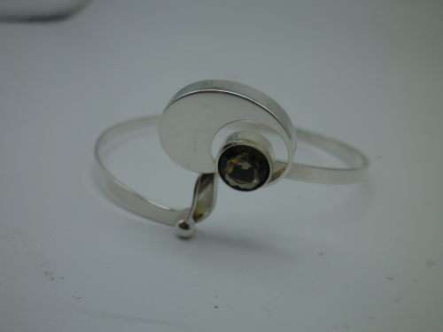 STERLING SILVER & Champagne TOPAZ BANGLE KULTASEPPA SALOVAARA TURKU FINLAND 1960s 7,1g