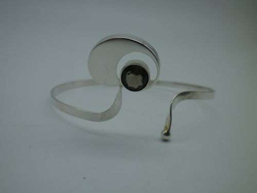 STERLING SILVER & Champagne TOPAZ BANGLE KULTASEPPA SALOVAARA TURKU FINLAND 1960s 7,1g