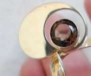 STERLING SILVER & Champagne TOPAZ BANGLE KULTASEPPA SALOVAARA TURKU FINLAND 1960s 7,1g