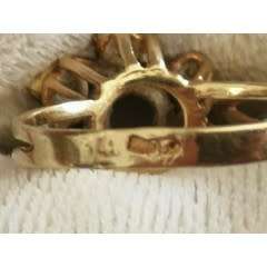 14ct Yellow Gold, Sapphire and Opal Ring Size N Width 11mm. 3 grms