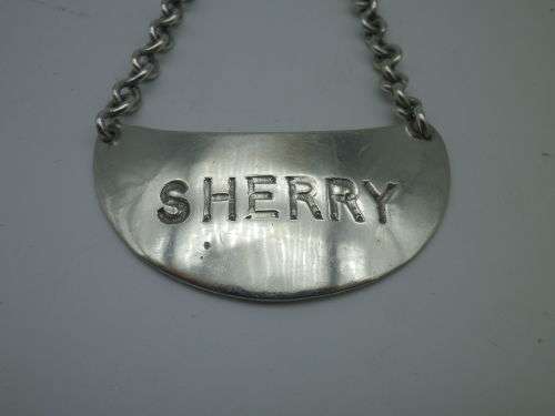 Sterling Silver SHERRY Decanter label. 16grms. 5.5cm x 3.7cm