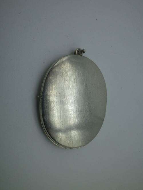 LARGE EDWARDIAN c1910 STERLING SILVER PEACOCK LOCKET 8,7g 5 x 3.5 cm
