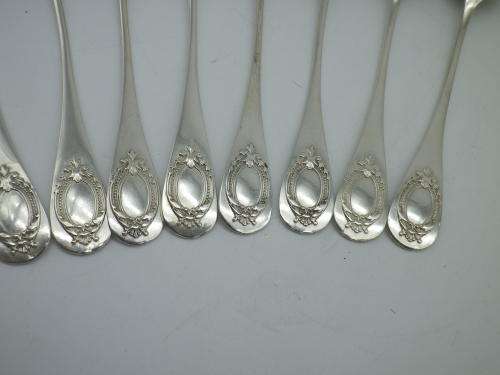 ANTIQUE FRENCH HALLMARKED STERLING SILVER 8 TEA SPOONS Armand Fresnais 1877-1927 13.5cm 135grms