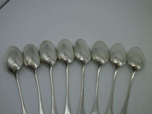 ANTIQUE FRENCH HALLMARKED STERLING SILVER 8 TEA SPOONS Armand Fresnais 1877-1927 13.5cm 135grms