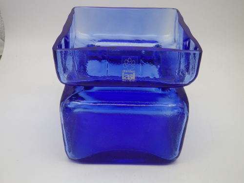 Mid Century Modern Pala Riihimaen Lasi Glass Vase Finland 1960s Helena Tynell 11x11cm original Label