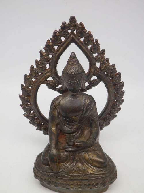 Vintage Oriental Bronze Seated Buddha Figurine 14cm