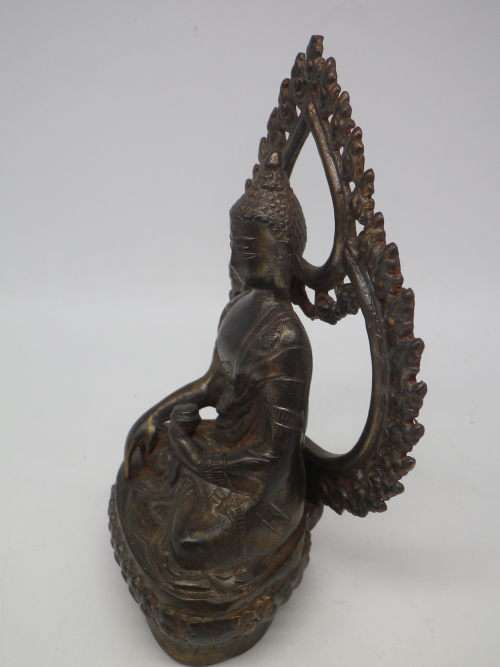 Vintage Oriental Bronze Seated Buddha Figurine 14cm