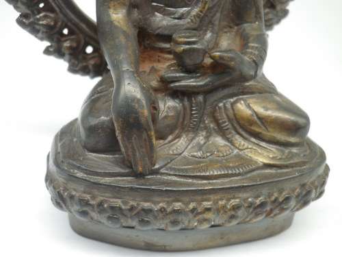 Vintage Oriental Bronze Seated Buddha Figurine 14cm