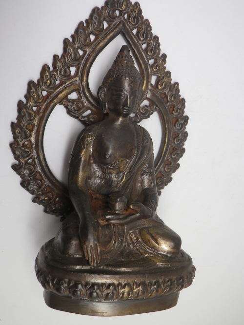 Vintage Oriental Bronze Seated Buddha Figurine 14cm