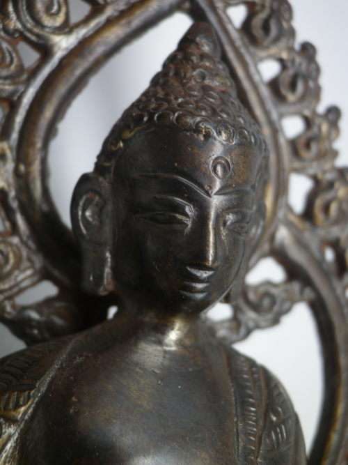 Vintage Oriental Bronze Seated Buddha Figurine 14cm