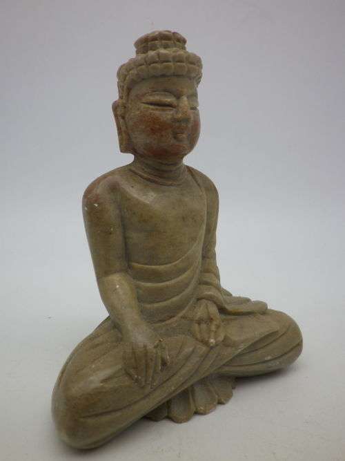 Vintage Carved Stone Buddha Figurine 9.5 cm tall