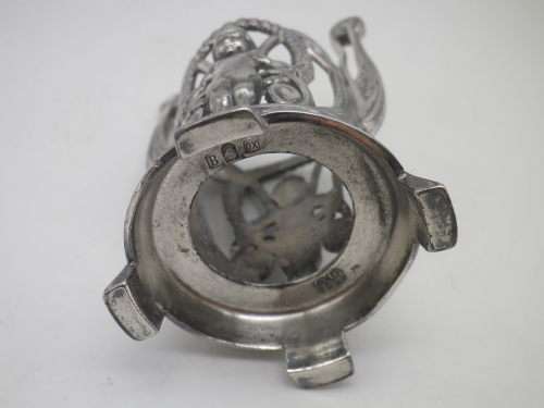 WMF Germany Silver Plated Cherub Toothpick Holder with glass liner. Art Nouveau.