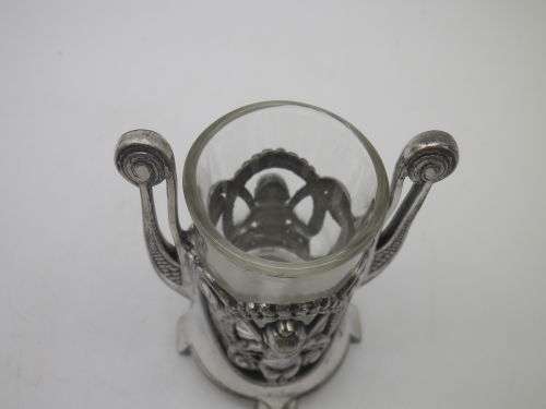 WMF Germany Silver Plated Cherub Toothpick Holder with glass liner. Art Nouveau.