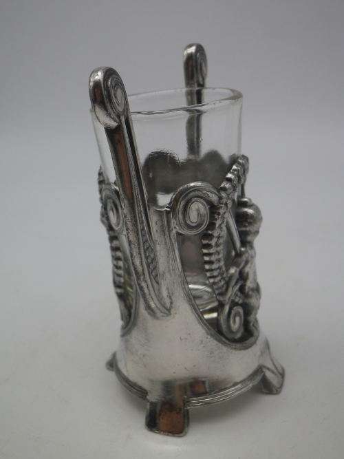 WMF Germany Silver Plated Cherub Toothpick Holder with glass liner. Art Nouveau.