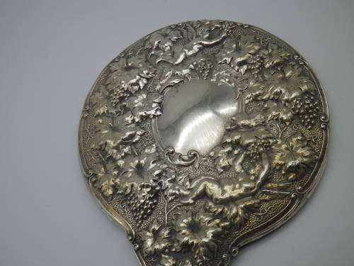 EXQUISITE Hallmarked sterling silver HAND MIRROR. Birmingham 1904. 28cm long. RARE!!