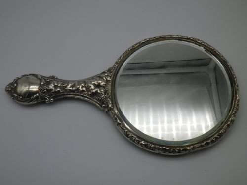EXQUISITE Hallmarked sterling silver HAND MIRROR. Birmingham 1904. 28cm long. RARE!!