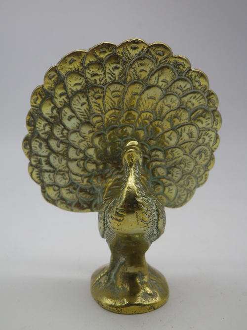 Solid Brass Small PEACOCK. Very cute. 10 cm tall
