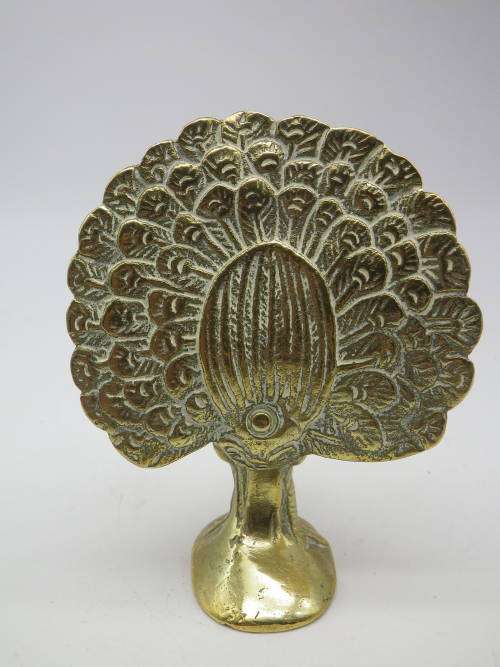 Solid Brass Small PEACOCK. Very cute. 10 cm tall