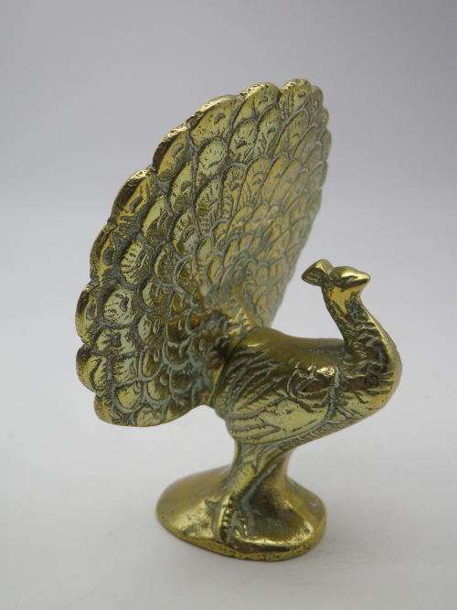 Solid Brass Small PEACOCK. Very cute. 10 cm tall