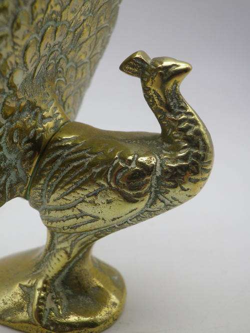 Solid Brass Small PEACOCK. Very cute. 10 cm tall