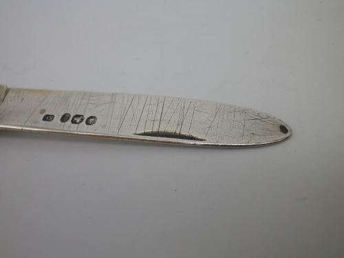 Antique Silver Folding Fruit Knife. Mother of Pearl handle. Sheffield 1896 Edward Bradley. RARE