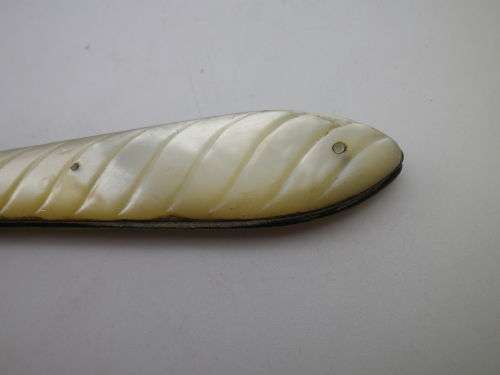 Antique Silver Folding Fruit Knife. Mother of Pearl handle. Sheffield 1896 Edward Bradley. RARE