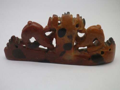 Vintage Chinese(?) Carved Stone DEER figurine. Lovely detail. 13 x 6 cm