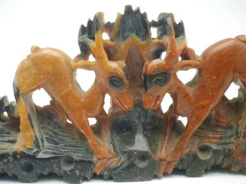 Vintage Chinese(?) Carved Stone DEER figurine. Lovely detail. 13 x 6 cm