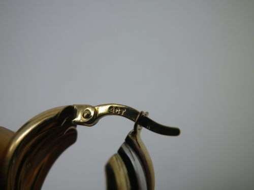9ct Yellow and White gold Band Hoop Earrings. 2.4 grms. Beautiful!