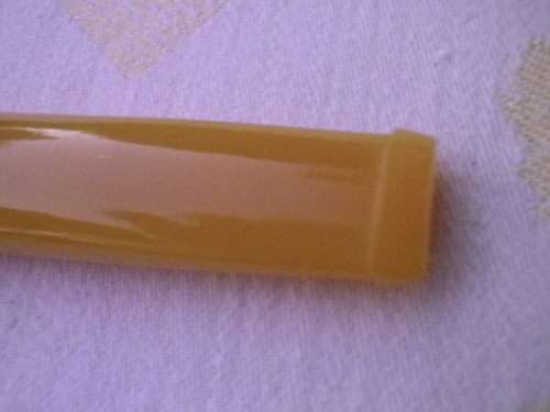 Vintage Cheroot Holder. Bakelite or Celluloid  with gold tone tip in Original leather case