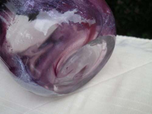 WOW!! DAVID READE original Signed and Dated 1985 Hand Blown Glass Bowl with Purple and White Swirls