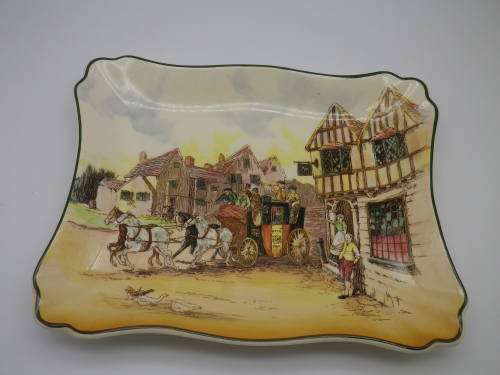 Royal Doulton Old Coaching Scene Vintage Rectangle Snack Tray. Registered no: 31933-48