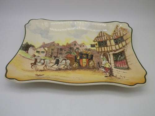 Royal Doulton Old Coaching Scene Vintage Rectangle Snack Tray. Registered no: 31933-48