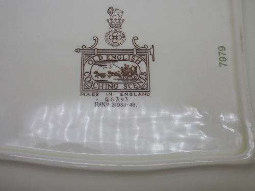 Royal Doulton Old Coaching Scene Vintage Rectangle Snack Tray. Registered no: 31933-48