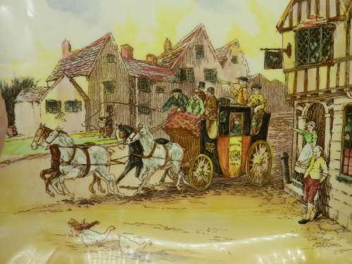 Royal Doulton Old Coaching Scene Vintage Rectangle Snack Tray. Registered no: 31933-48