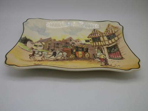 Royal Doulton Old Coaching Scene Vintage Rectangle Snack Tray. Registered no: 31933-48