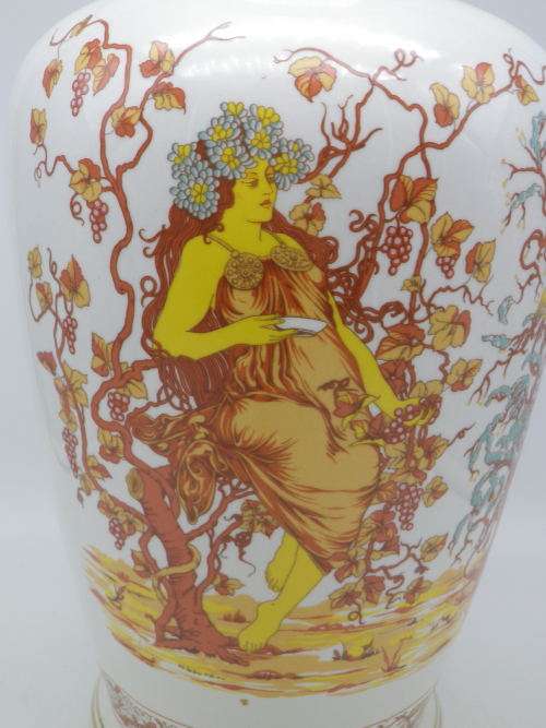 Large Italian Vintage Vase,  Florence. Nymph Theme. Carraresi V V Calenzano Liberty 30.5 cm