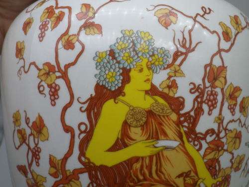 Large Italian Vintage Vase,  Florence. Nymph Theme. Carraresi V V Calenzano Liberty 30.5 cm
