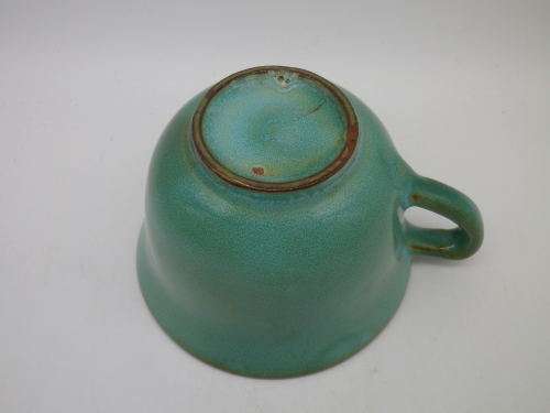 LINNWARE Green Glaze Cup and Saucer South African Pottery.